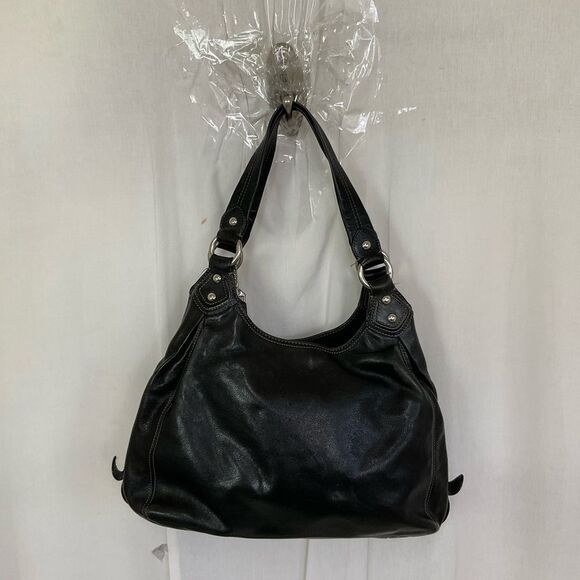 Coach Woman Black Leather Madison Maggie 3 Section Hobo Shoulder Tote Bag 14336 - Picture 6 of 17
